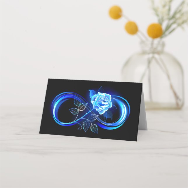 Glowing infinity with blue rose placeringskort (Framsida)