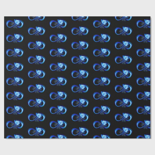 Glowing infinity with blue rose presentpapper (Platt)