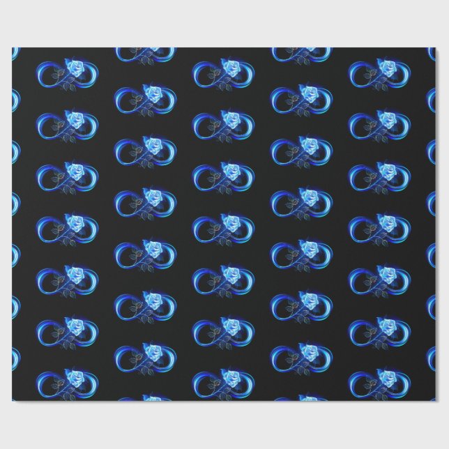 Glowing infinity with blue rose presentpapper (Platt)