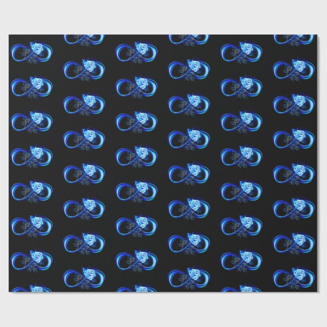 Glowing infinity with blue rose presentpapper (Platt)