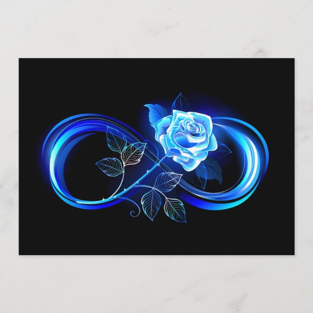 Glowing infinity with blue rose rådkort (Framsida)