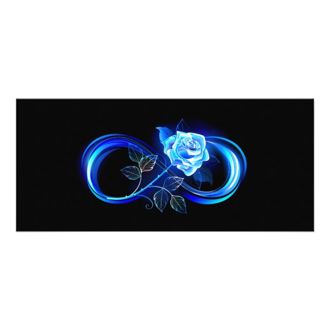 Glowing infinity with blue rose reklamkort (Framsidan)