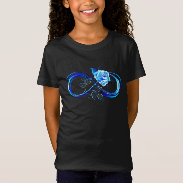 Glowing infinity with blue rose t shirt (Framsida)