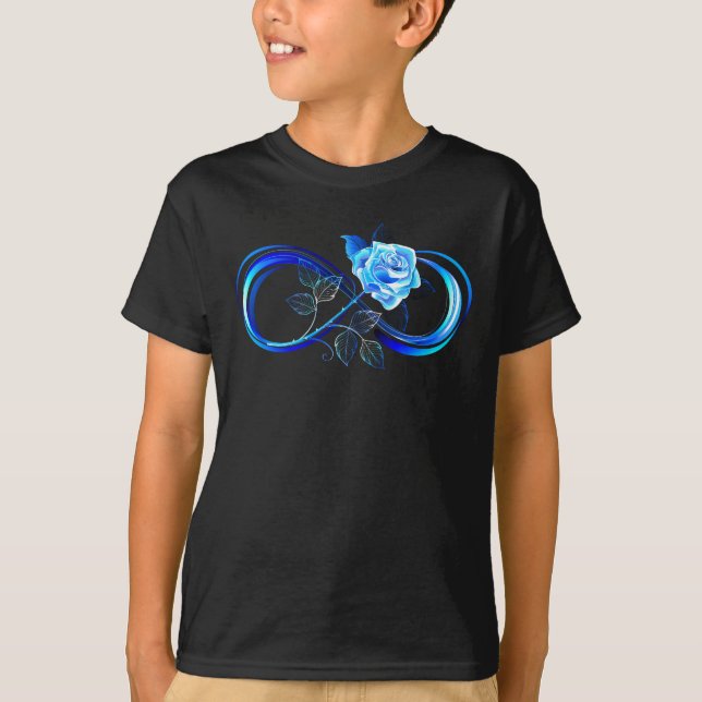 Glowing infinity with blue rose t shirt (Framsida)