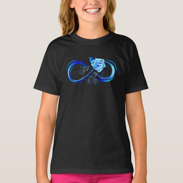 Glowing infinity with blue rose t shirt (Framsida)