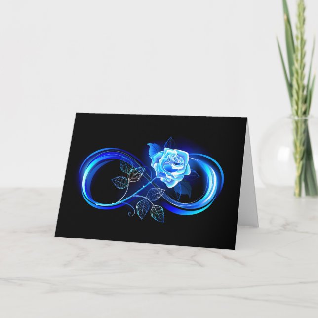 Glowing infinity with blue rose tack kort (Framsida)