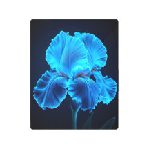 Glowing Iris Metal Print | Ethereal Blue Flower