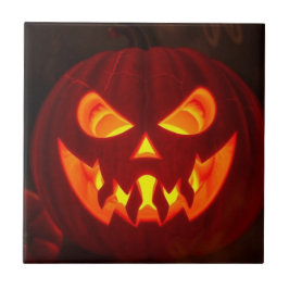 Glowing Jack-O-Lantern Halloween Ceramic Tile Kakelplatta