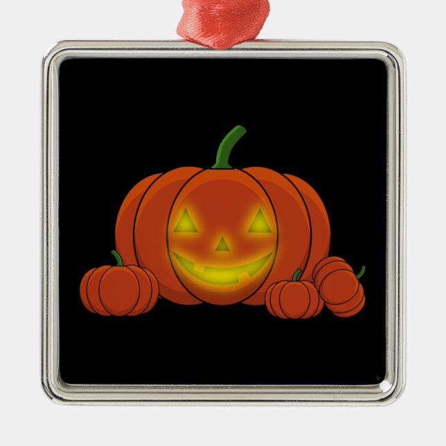 Glowing Jack-o'-Lantern Pumpkin Julgransprydnad Metall (Framsidan)
