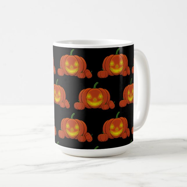 Glowing Jack-o'-Lantern Pumpkin Kaffemugg (Framsida höger)