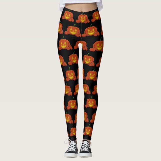 Glowing Jack-o'-Lantern Pumpkin Leggings (Framsida)