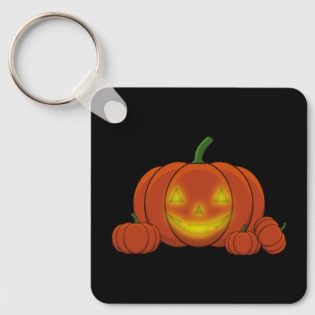 Glowing Jack-o'-Lantern Pumpkin Nyckelring (Framsida)