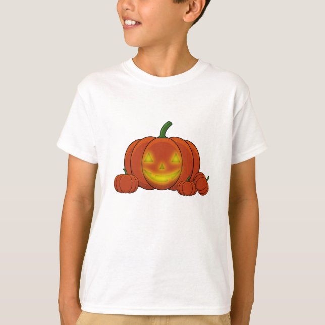 Glowing Jack-o'-Lantern Pumpkin T Shirt (Framsida)