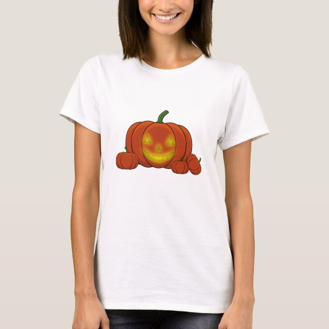 Glowing Jack-o'-Lantern Pumpkin T Shirt (Framsida)