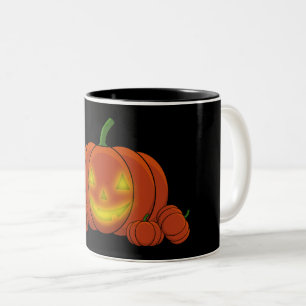 Glowing Jack-o'-Lantern Pumpkin Två-Tonad Mugg