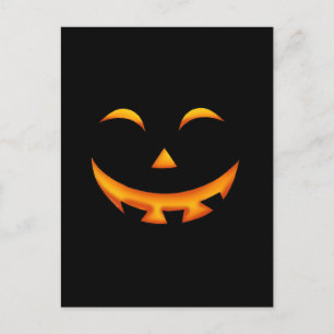 Glowing Jack-O'-Lantern Smile Art Vykort