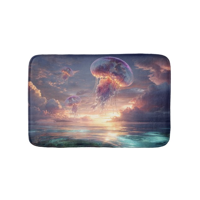 Glowing Jellyfish in Sunset Skies Badrumsmatta (Framsidan)