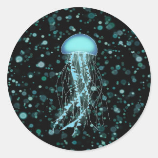 Glowing Jellyfish Runt Klistermärke