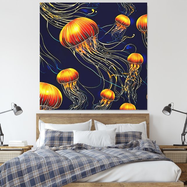 Glowing Jellyfish Sea Canvastryck (Insitu (sovrum))
