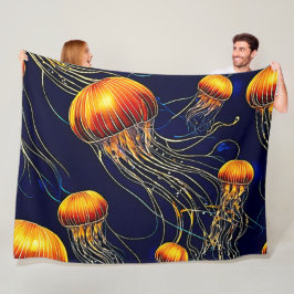 Glowing Jellyfish Sea Fleecefilt