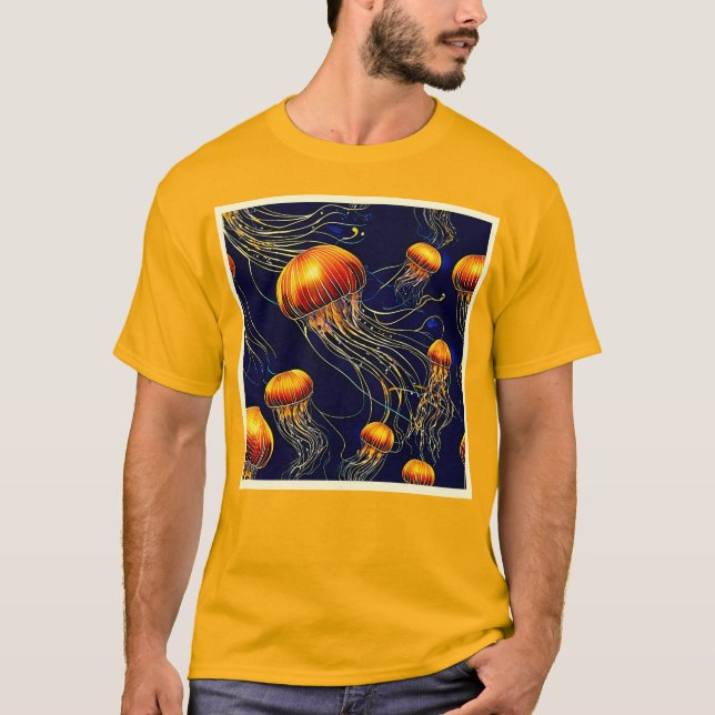 Glowing Jellyfish Sea T Shirt (Framsida)
