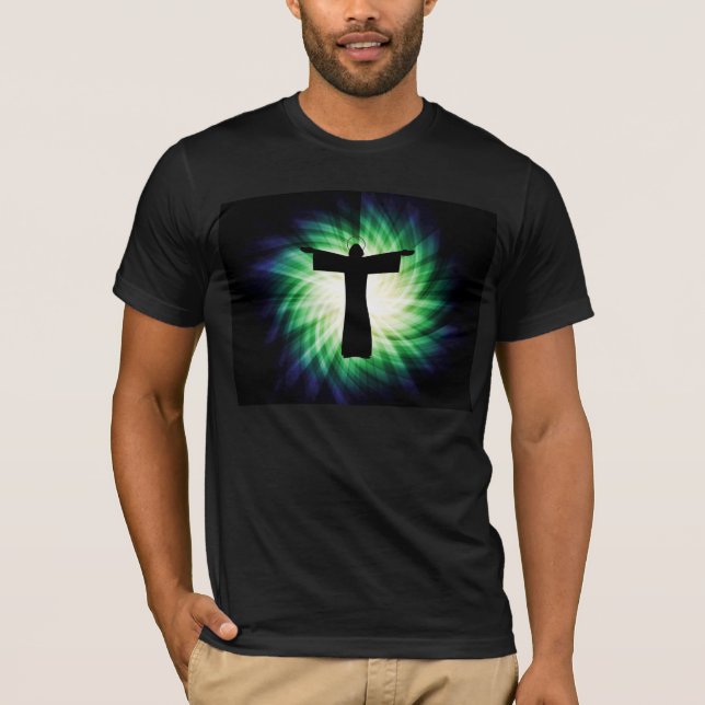 Glowing Jesus Kristus Silhouette T Shirt (Framsida)