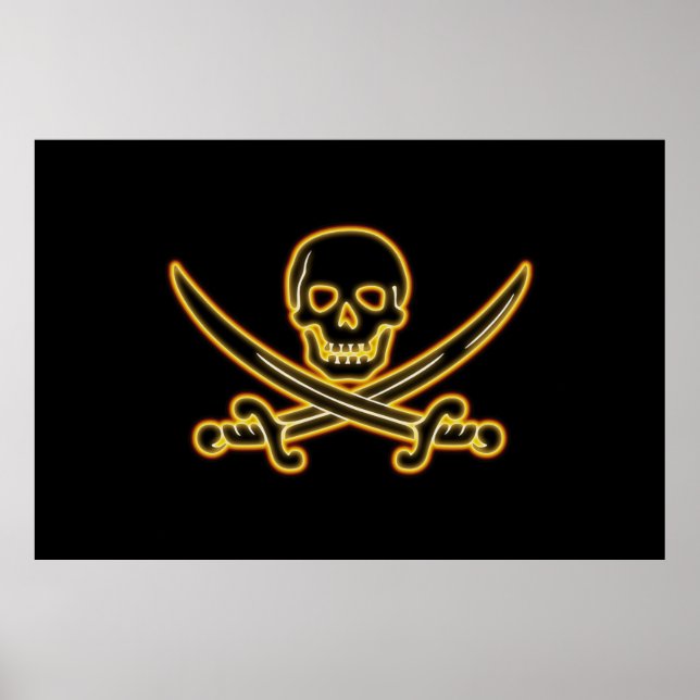 Glowing Jolly Roger Pirat Flagga Poster (Framsidan)