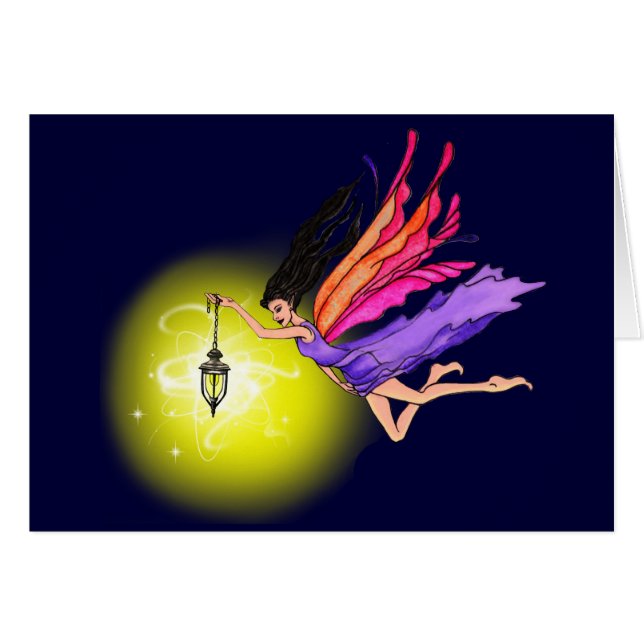 Glowing Lantern Fairy Hälsningskort (Framsidan Horizontal)