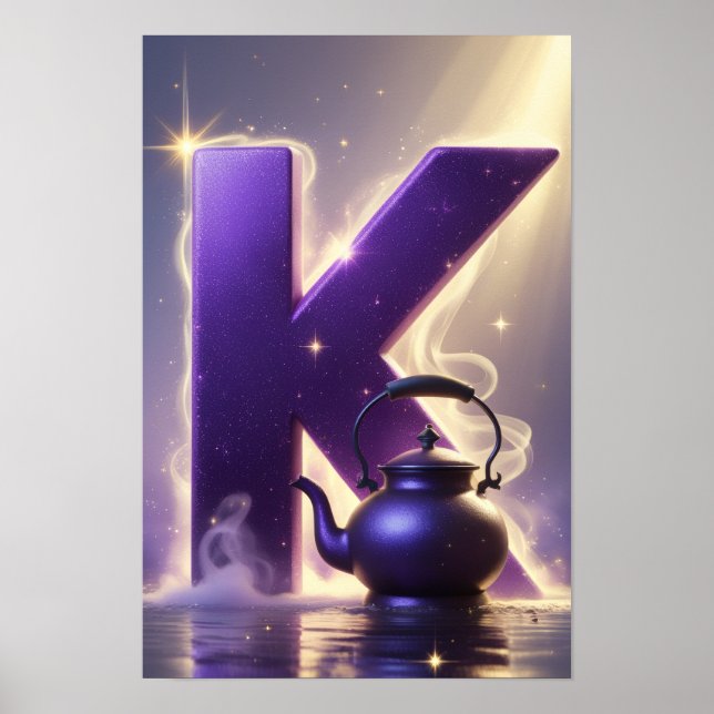 Glowing Letter K Halloween Wall Art for Kids Room Poster (Framsidan)