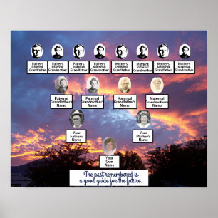 Glowing Lila Sunset Photo Family Träd Poster