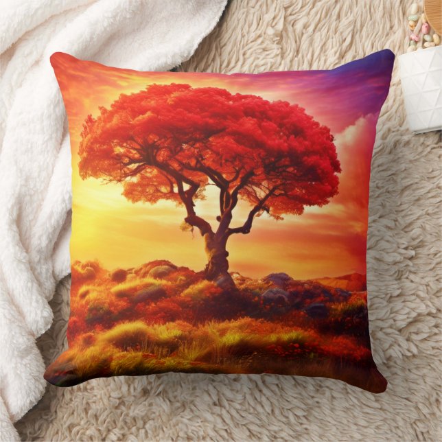 Glowing Livets träd Art Kudde (Filt)