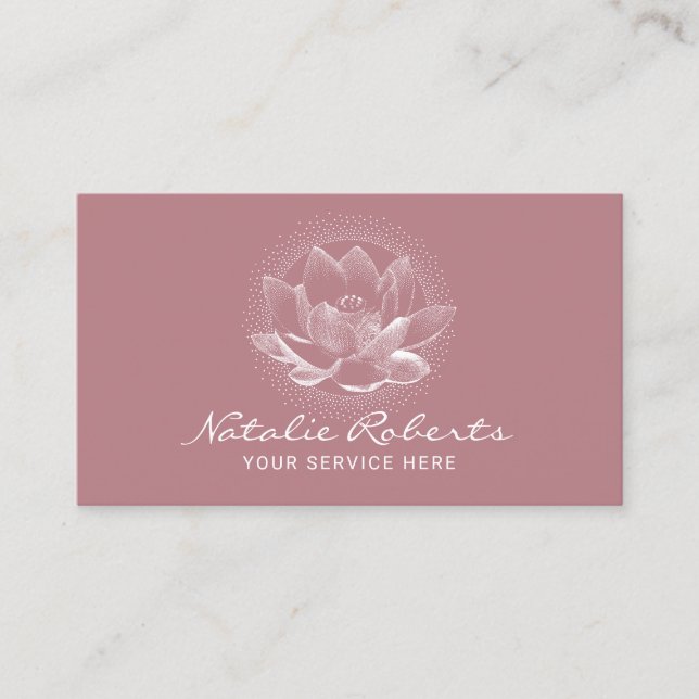 Glowing Lotus Flower Dusty Ro Yoga Instructor Visitkort (Framsida)