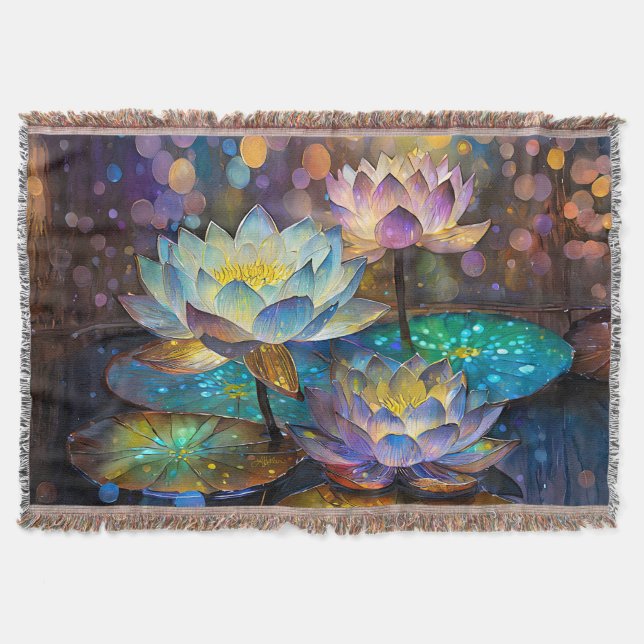 Glowing Lotus Flowers Trio Filt (Framsidan)