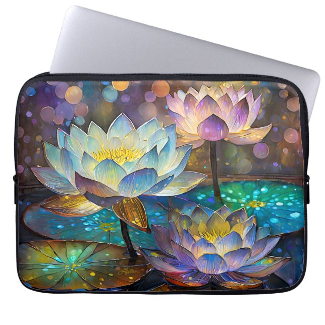 Glowing Lotus Flowers Trio Laptop Fodral (Framsidan)