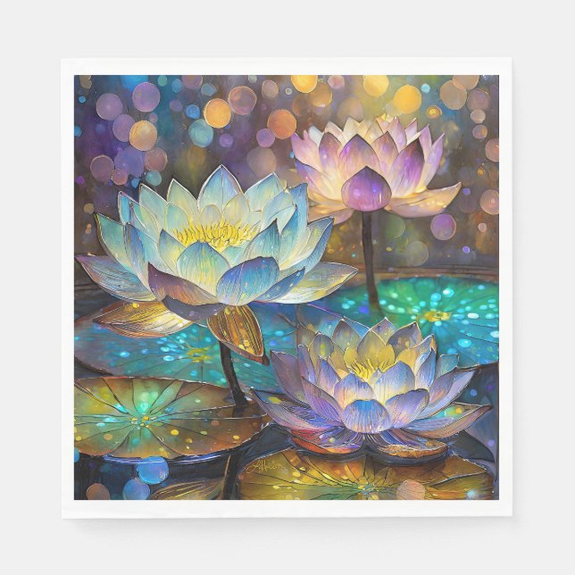 Glowing Lotus Flowers Trio Pappersservett (Framsidan)