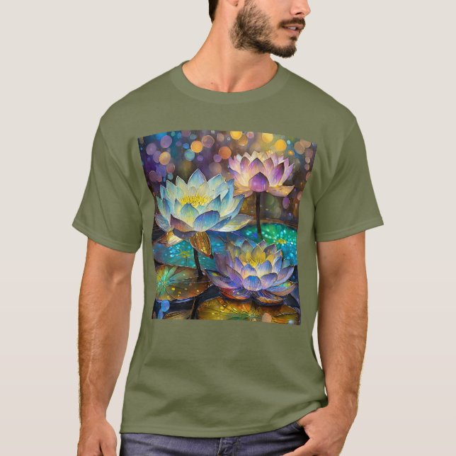 Glowing Lotus Flowers Trio T Shirt (Framsida)
