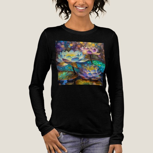 Glowing Lotus Flowers Trio T Shirt (Framsida)
