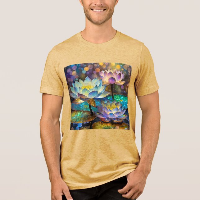 Glowing Lotus Flowers Trio T Shirt (Framsida)