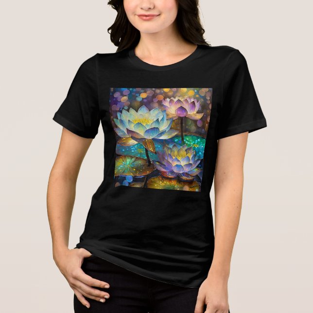 Glowing Lotus Flowers Trio T Shirt (Framsida)
