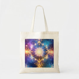 Glowing Lotus Mandala Abstrakt Tote Bag Tygkasse