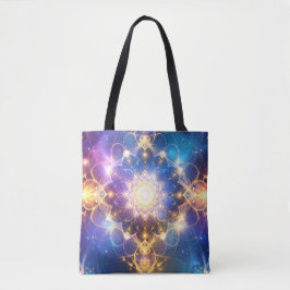 Glowing Lotus Mandala Art Tote Tygkasse