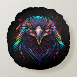 Glowing Luminous Neon Eagle Artistic Rund Kudde