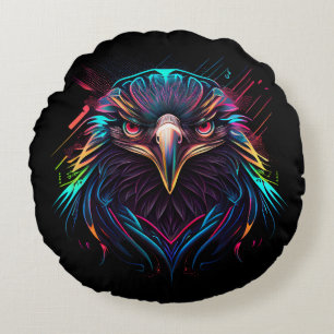 Glowing Luminous Neon Eagle Artistic Rund Kudde
