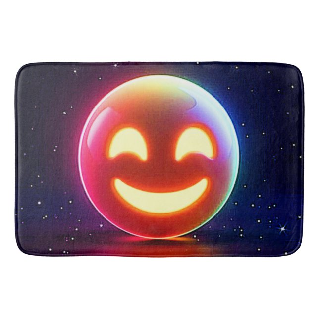 Glowing Lycklig Orb Emoji Badrumsmatta (Framsidan)