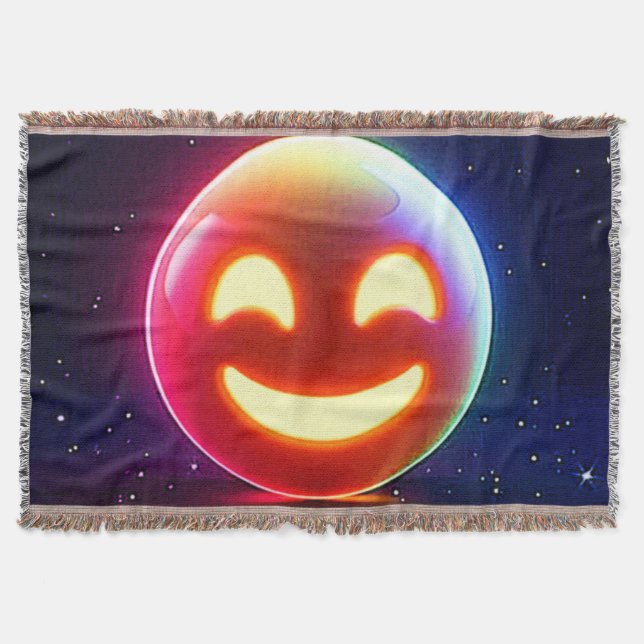 Glowing Lycklig Orb Emoji Filt (Framsidan)