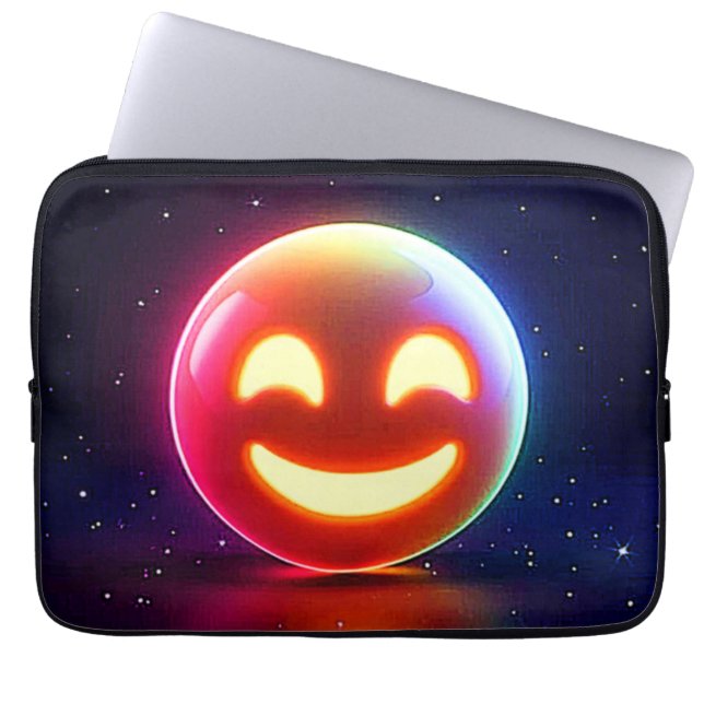 Glowing Lycklig Orb Emoji Laptop Fodral (Framsidan)