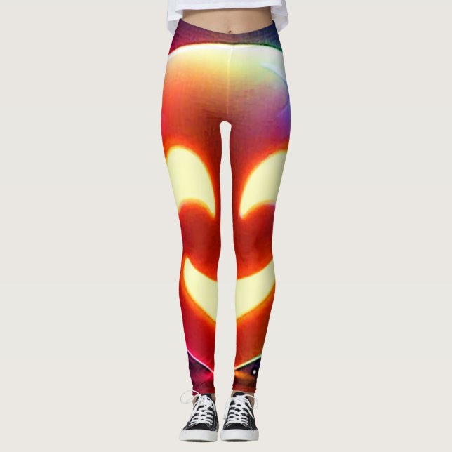 Glowing Lycklig Orb Emoji Leggings (Framsida)