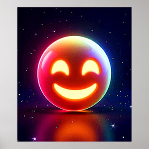 Glowing Lycklig Orb Emoji Poster