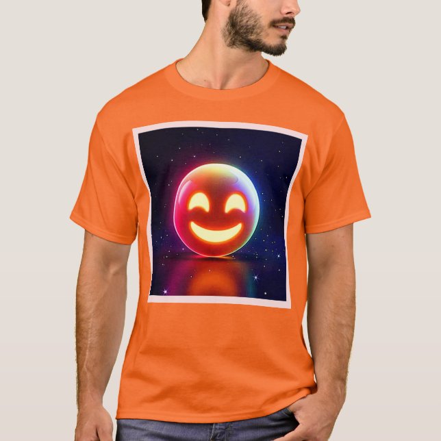 Glowing Lycklig Orb Emoji T Shirt (Framsida)