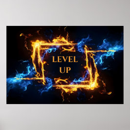 Glowing Magic Fire Portal Elemental Flame Border Poster